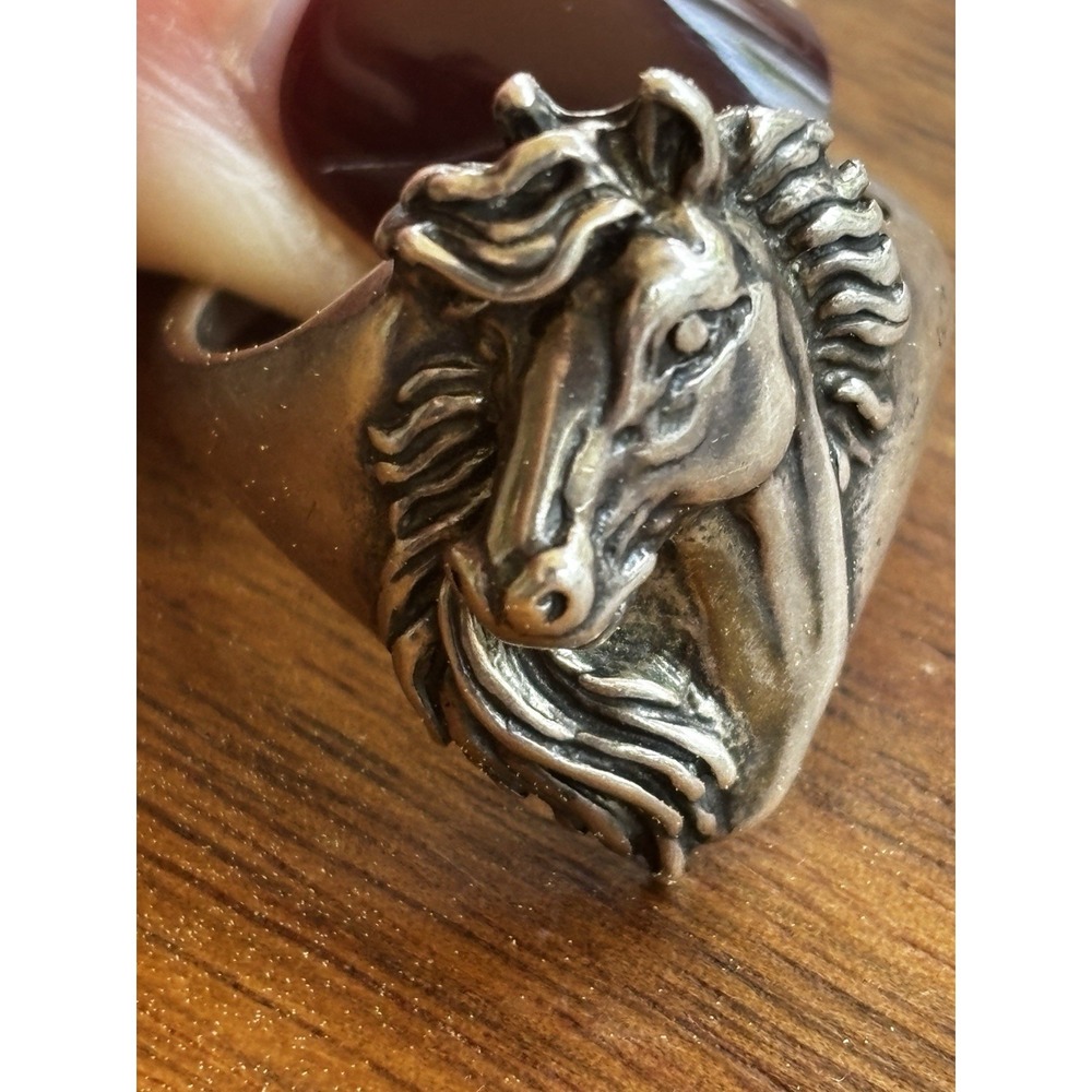 Vintage Silver Cloud Inc 925 Sterling Silver Dimensional Horse Head Ring SZ 8.5
